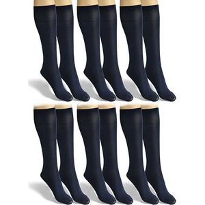 sesto senso 6 paar dameskousen, microvezel, mat, 40 denier, lang, kleurrijk, zijdeachtig, 6 paar - donkerblauw, Eén maat