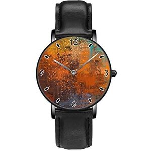 Multi Kleur Abstracte Textuur Digitale Olieverfschilderij Art Klassieke Patroon Horloges Persoonlijkheid Business Casual Horloges Mannen Vrouwen Quartz Analoge Horloges, Zwart
