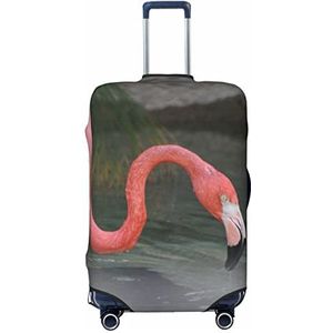 TOMPPY Roze Flamingo Gedrukt Bagage Cover Anti-Kras Koffer Protector Elastische Koffer Cover Past 45-32 Inch Bagage, Zwart, Medium