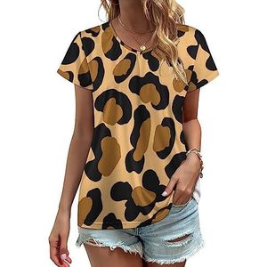 Luipaard Cheetah Wild Cat Spots Patroon Vrouwen V-hals T-shirts Leuke Grafische Korte Mouw Casual Tee Tops 2XL