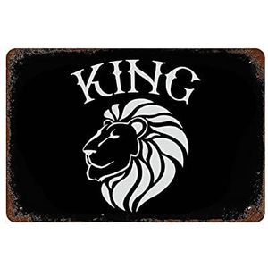 King of the Jungle Lion Creatief tinnen bord retro metalen tinnen bord vintage wanddecoratie retro kunst tinnen bord grappige decoraties cadeau grappig