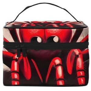 Leuke kleine rode spin reizen cosmetische tas reizen toilettas cosmetische tas voor mannen en vrouwen, & geschikt voor cosmetische toiletartikelen, Zwart, Eén maat