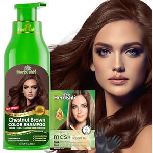 Herbishh Hair Color Shampoo for Gray Hair–Natural Hair Dye Shampoo–Colors Hair in Minutes–Long lasting colour–500 ML–3-In-1 Hair Color–Ammonia-Free (Chestnut Brown)