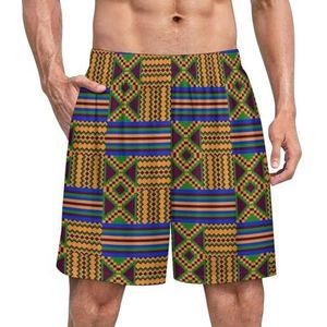 Afrikaanse Kente Print Grappige Pyjama Shorts Voor Mannen Pyjama Bottoms Heren Nachtkleding Met Zakken Zacht