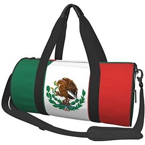 Ronde reistas, opvouwbare sporttas, grote capaciteit roze marmeren textuur overnachtingstas, geschikt voor mannen en vrouwen, Vlag van Mexico, Eén maat