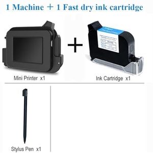 Slimme handheld inkjetprinter, draagbare afdrukhoogte van 12,7 mm, label QR-streepjescodelogo, mini-sneldrogend,Hoge gevoeligheid(Black set)