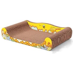 Krabplank Kattenkrabplanken Cat Scratcher Kattenkrabplank Lounge Omkeerbare Kattenkrabmat Duurzaam Karton Kattenkrabpalen Krabkarton Katten(50x28x12cm)