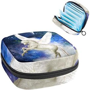 Maandverband Opbergtas,Draagbare maandverband Opbergzak,Mooie Pegasus, Meerkleurig, 4.7x6.6x6.6 in/12x17x17 cm