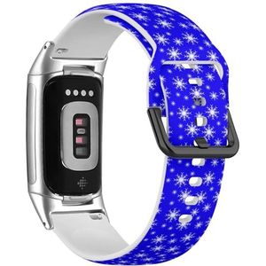 RYANUKA Zachte sportband compatibel met Fitbit Charge 5 / Fitbit Charge 6 (blauwe sneeuwvlok) siliconen armband accessoire, Siliconen, Geen edelsteen