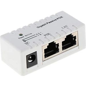 Passieve PoE Injector Power Over Ethernet-RJ45 Data naar RJ45 PoE - Wit