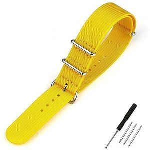 EDVENA Geribbelde Horlogeband 20 Mm 22 Mm 18 Mm Robuuste Nylon Banden Retro Horlogeband Stoffen Banden (Color : YELLOW, Size : 22mm)