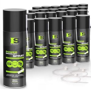 24 x 400 ml Spraytive Power-persluchtspray/persluchtreiniger: met 10 cm + 50 cm sproeiverlenging, perslucht uit het blikje Air Duster, reiniging van toetsenbord, pc/computer, PS5, camera, Made in