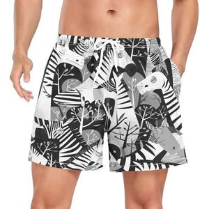 Niigeu Cartoon Zebra Horse Zwart Wit Mannen Zwembroek Shorts Sneldrogend met Zakken, Leuke mode, XL