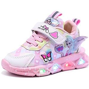 Elsa LED Schoenen Meisjes Schoenen, Kinderen Prinses Leer Waterdicht, Lichtgevende Schoenen Sneakers Lichte Peuterschoenen Knipperlicht Meisjes Sportschoenen Loopvleugels For Lente Herfst (Color : Pi