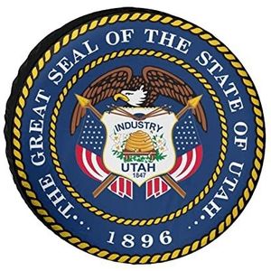 Vlag van de staat Utah, grappige reservebandhoes, weerbestendige wielbeschermers, campingdecoratie voor de meeste voertuigen