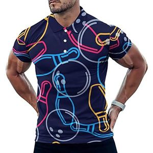 Bowling Pin Bal Casual Polo Shirts Voor Mannen Slim Fit Korte Mouw T-shirt Sneldrogende Golf Tops Tees S