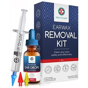 Medi Grade Spuiten - set met olijfolie spray en 3 x zachte quad-stream punten - herbruikbare oorsmeer remover - oor reiniging thuis uit - oorsmeer verwijderen en beter luisteren