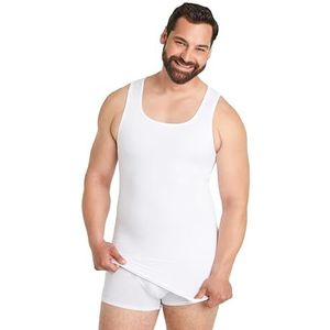 FINN Naadloos compressieshirt voor heren, met buikweg-effect, figuurvormende shapewear, tanktop zonder naden, sterk body shaper onderhemd voor een platte buik, wit, M