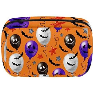 Cosmetische Rits Pouch Make-up Tas Reizen Waterdichte Toiletry Zakken Voor Vrouwen Mooie Aquarel Halloween Ballon Oranje, Meerkleurig, 17.5x7x10.5cm/6.9x4.1x2.8in