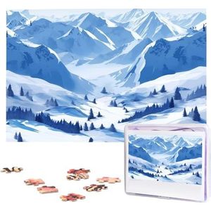 KHiry Puzzels 1000 stuks gepersonaliseerde legpuzzels landschap besneeuwde bergen foto puzzel uitdagende foto puzzel voor volwassenen Personaliz Jigsaw met opbergtas (74,9 cm x 50 cm)