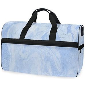 Blauw wit marmer steen sport zwemmen gymtas met schoenen compartiment weekender duffel reistassen handtas voor vrouwen meisjes mannen