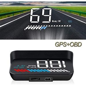 iKiKin Autohead-up-display, auto HUD-display, OBD2 & HUD display, GPS, 3,5 inch Head up display, snelheidsmeter auto, snelheidsmeter, watertemperatuurmeter, motortoerental veiligheidsalarmen