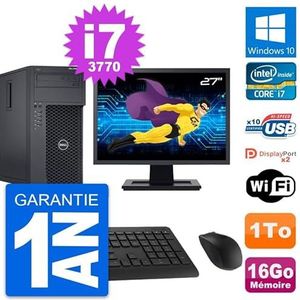 Dell PC Tower T1650 Display, 27 inch, Intel i7-3770 RAM, 16 GB, harde schijf 1 TB, Windows 10, WiFi (gereviseerd)