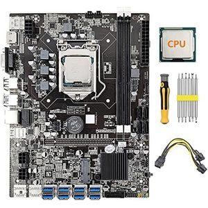 AMIUHOUN B75 8 GPU Mijnbouw Moederbord+CPU+Stroomkabel+Schroevendraaier Kit 8X USB 3.0 Slot LGA1155 DDR3 RAM SATA3.0 voor BTC ETH