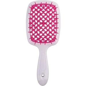 1 stuk doorzichtig handvat roosrood brede tanden luchtkussen haarkam vrouwen hoofdhuid massage kammen haarborstel uithollen thuis stylingtool (maat: wit met roos)