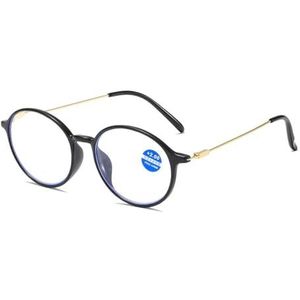 SHXSYN Presbyopie KY814 Antiblauw licht leesbril TR90 leesbril met metalen been en ovaal montuur, Black Box, Eén Maat