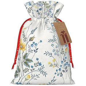 Blauwe bloem bloemen patroon rozen trekkoord kerst cadeau tas-met rustieke aantrekkingskracht, perfect voor al uw geschenken geven behoeften
