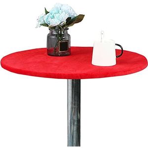 Rond tafelkleed, zilver vos fluweel getailleerd rond tafelkleed, rekbaar elastisch tafelkleed, wasbaar tafelkleed met stofdicht kreukbestendig, rood, 80cm