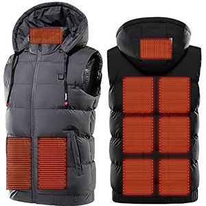 Verwarmd vest USB-opladen 3 niveaus Temperatuurregeling Lichtgewicht verwarmingsjack met capuchon voor heren Dames, wasbaar
