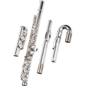Professioneel Fluitinstrument 16 Open En Gesloten Gaten Verzilverde C Sleutel E Gebogen Dubbel Mondstuk Voor Beginners(2)