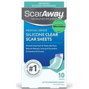 ScarAway Geavanceerde transparante siliconen littekenplaten, medische siliconen strips (3,8 x 7,6 cm) littekenbehandeling en preventie voor chirurgische, brandwonden, lichaam, hypertrofische en