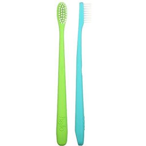 Hello, BPA-vrije tandenborstels, zacht, groen/blauw, 2 tandenborstels
