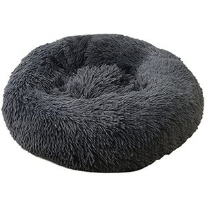 Hondenmand Hondenbed Rond Pluche Mand Kennel Kattenhuis Glad Warm Huisdier Slaapzak Kattennest Huisdierbed (Color : Dark gray, Size : XL-80cm)