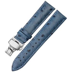 Struisvogelpatroon lederen riem 12 13 14 15 16 17 18 19 20 21 22 24 mm roodgroene armband compatibel met tissot Dw Mido CK Watch Chain (Color : Blue Light Blue, Size : 12mm)