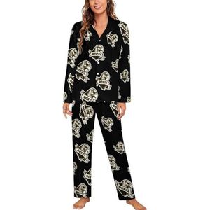 America Eagle Proud Country Usa Vrouwen Lange Mouw Button Down Nachtkleding Zachte Nachtkleding Lounge Pyjama Set S