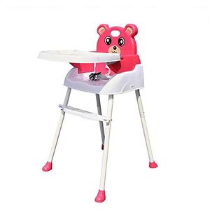4-in-1 kinderkinderstoel, hoge stoel, eetstoel, babystoel, opvouwbaar, kinderstoel met verstelbaar dienblad, veiligheidsgordel, roze, in hoogte verstelbaar