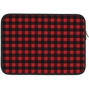 Rood Zwart Buffalo Check Plaid Patroon Gedrukt Laptop Sleeve Bag Duurzaam Laptop Case Computer Draagtas Beschermhoes 15 Inch