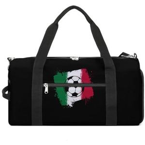 Italiaanse vlag voetbal reizen gymtas met schoenen compartiment en natte zak grappige draagtas plunjezak voor sport zwemmen yoga