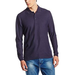 Fruit of the Loom Premium poloshirt met lange mouwen voor heren, Diepe marine, XL