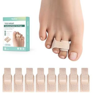 Welnove Hammer Toe straightener, 8 stuks, teensplints, teencorrector voor overlapping van tenen, teensplints voor gerookte tenen, gekrulde tenen, beentenen - L, beige