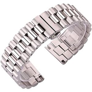 Rvs Horlogebanden Vrouwen Mannen Zilver Massief Metalen Horloge Band 16mm 18mm 20mm 21mm 22mm Accessoires (Color : Silver, Size : 21mm)