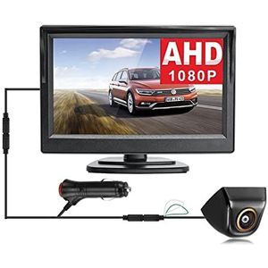 GPS-autonavigatiesysteem, Eenvoudige installatie 4pin sigarettenaansteker connector HD 1080P 5 Inch auto Ahd Monitor met fisheye voertuig achteraanzicht Ahd Camera Voor auto, vrachtwagen, camper
