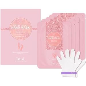 TOI:L Extra zijdeachtig handmasker, 5 paar, hydraterende handschoenen voor droge handen, premium handspa-behandeling, hydraterend, verhelderend en reparerend voor ruwe en beschadigde handen