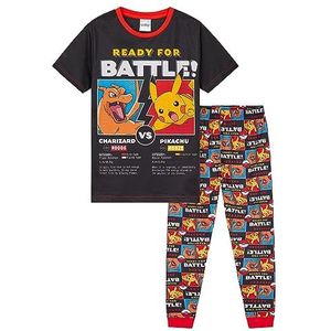 Pokemon pyjama jongens pyjama kinderen 4-14 jaar zomer winter nachtkleding bovendeel korte pyjamabroek lang, zwart/meerkleurig, 5-6 Jaar