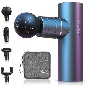 arboleaf Massagepistool, mini-massagepistool, 3200 omw/min, 0,47 kg, massagepistool met AI-niveaus, 4 opzetstukken, licht spierpistool met transportkoffer, spierontspanning, sterke accu, USB-C