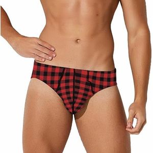 Rode en zwarte houthakker Buffalo Plaid heren slips ondergoed stretch korte zachte ademende onderbroek bedrukt